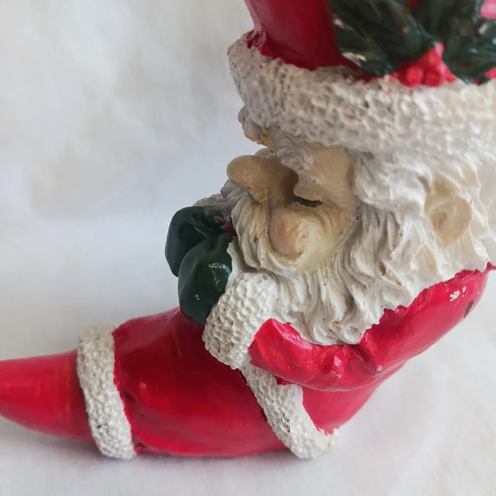 Vintage Santa Claus Sleeping Moon Resin Christmas Figurine